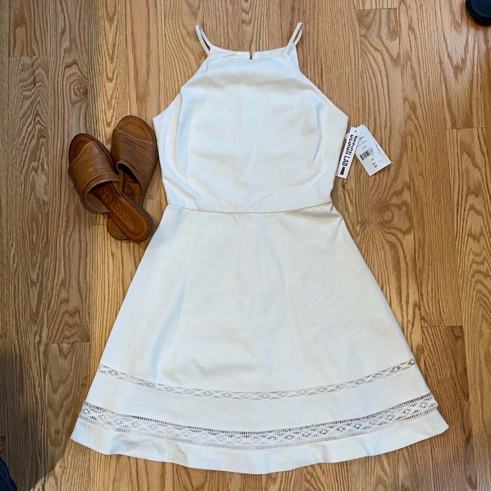 Beautiful White Lace Bottom Halter Dress